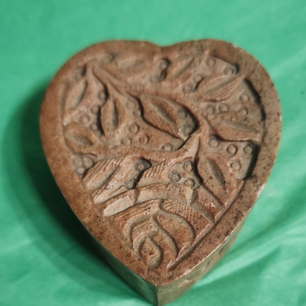 Carved Heart-Shaped Stone Box